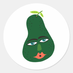 Sticker Rond Drôle Avocado Whimsical
