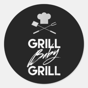Sticker Rond Drôle Barbecue Citation Chemise Grill Bébé Grill B