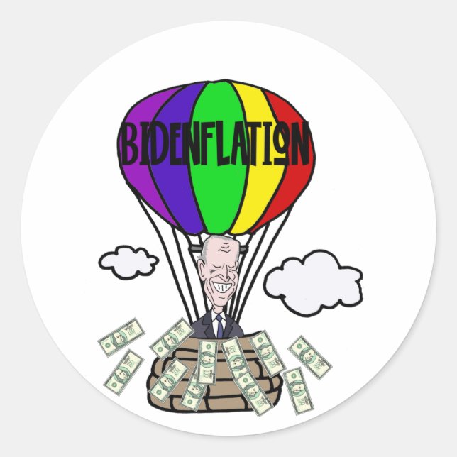 Sticker Rond Drôle Bidenflation anti Biden Caricature politique (Devant)