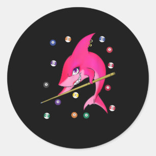 Sticker Rond Drôle Billard piscine requin Femme