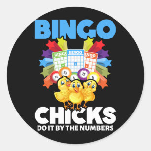 Sticker Rond Drôle Bingo Femmes Joueuses de Bingo Filles