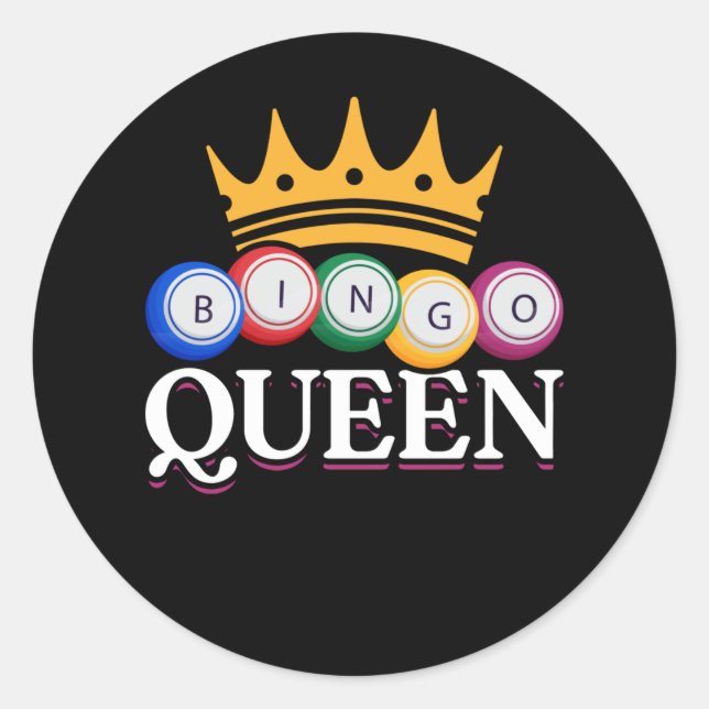 Sticker Rond Drôle Bingo Girl Bingo Balls Queen Femmes (Devant)