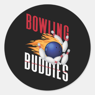 Sticker Rond Drôle Bowling Besties Amis Bowling Buddies