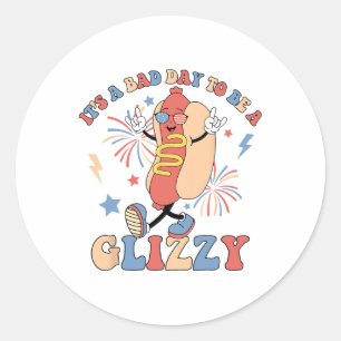 Sticker Rond Drôle C’est un jour férié d’être un 4 juillet vert