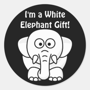Sticker Rond Drôle cadeau de Noël : Vrai cadeau d'éléphant blan