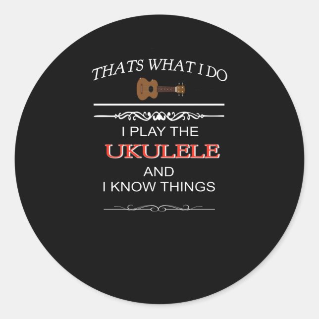 Sticker Rond Drôle cadeau Ukulele (Devant)