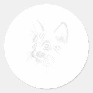 Sticker Rond Drôle cadeau visage chat TShirt