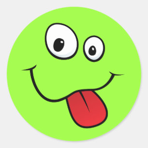 Sticker Rond Drôle canon qui sort sa langue, vert
