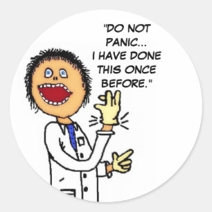 Sticker Rond Drôle Cartoon Docteur