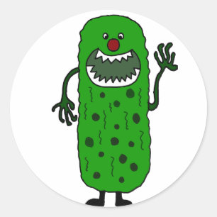 Sticker Rond Drôle Cartoon Monster