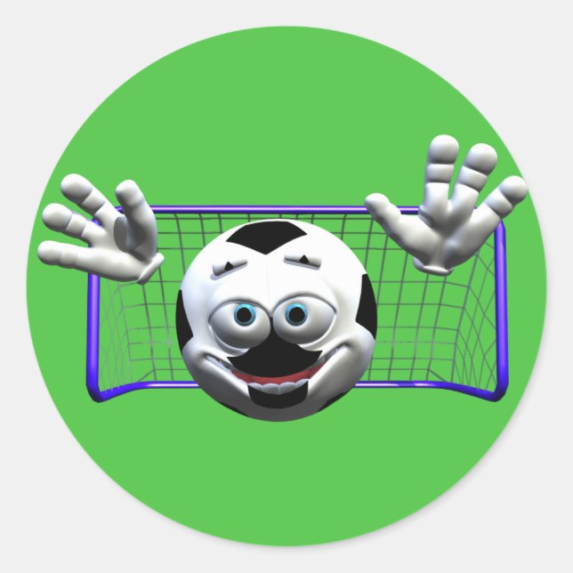 Sticker Rond Drôle Cartoon Soccer Ball (Devant)