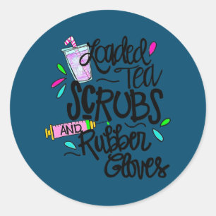 Sticker Rond Drôle Chargé Thé gomme les gants en caoutchouc Tie