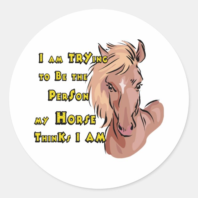 Sticker Rond Drôle Cheval (Devant)