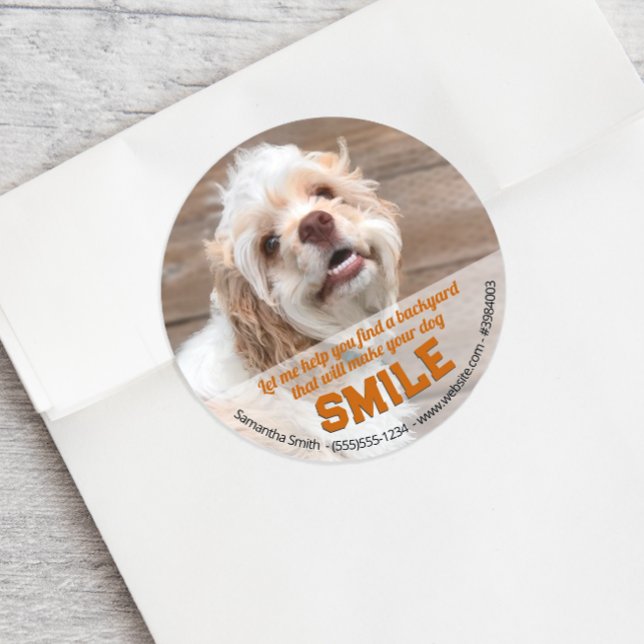 Sticker Rond Drôle Chien Immobilier Pop By (Personalized real estate pop by sticker.)