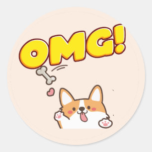 Sticker Rond Drôle chien OMG