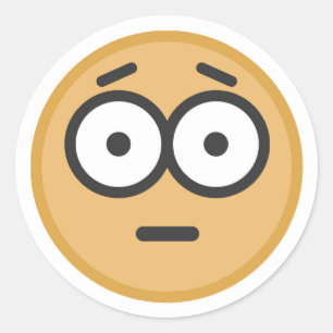 Sticker Rond Drôle Choqué inquiet visage Emoji inquiet