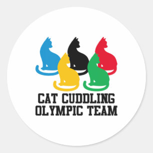 Sticker Rond Drôle Citation de chat Cat Cuddin de l'équipe olym