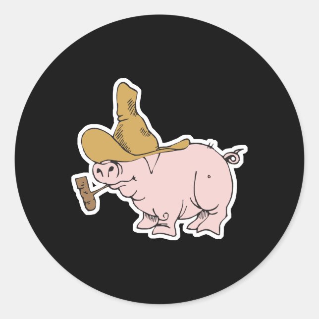 Sticker Rond drôle cochon de colline (Devant)