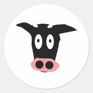 Sticker Rond drôle comique tête de vache