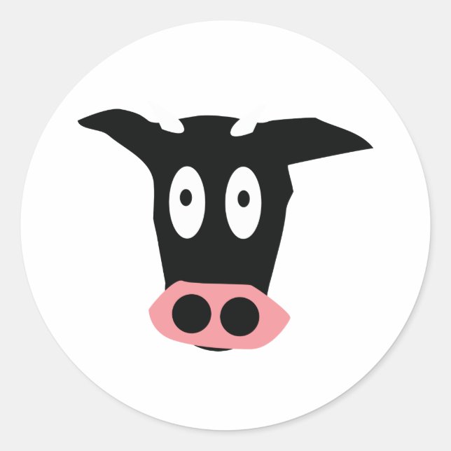 Sticker Rond drôle comique tête de vache (Devant)