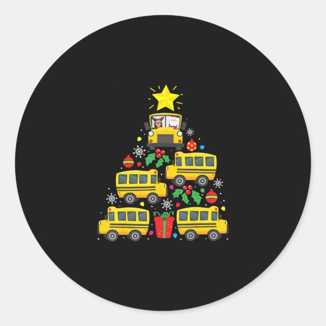 Sticker Rond drôle conducteur de bus scolaire ornement d'arbre  (Devant)