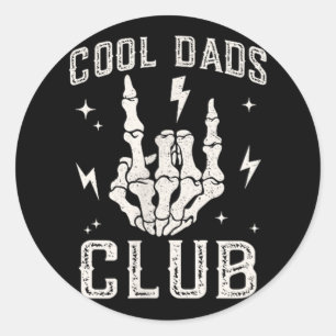 Sticker Rond Drôle Cool Dads Club Retro Skeleton Papa