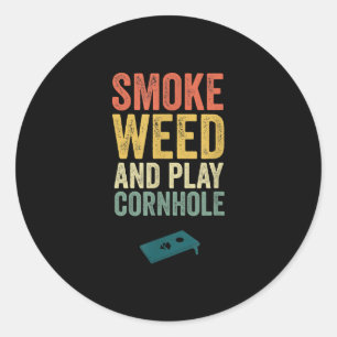 Sticker Rond Drôle Cornhole Weed Vintage Retro Team Cadeau