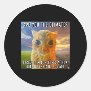 Sticker Rond Drôle Couple Valentine Orange Chat Meme Êtes-Vous