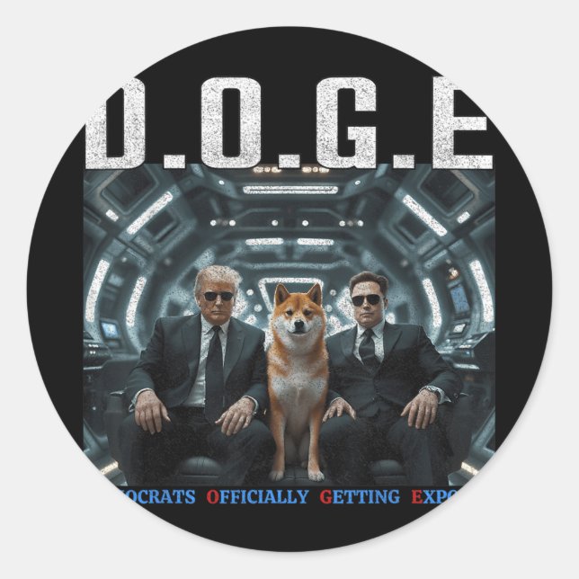 Sticker Rond Drôle D.o.g.e Démocrates Doge Officiellement Se Dé (Devant)