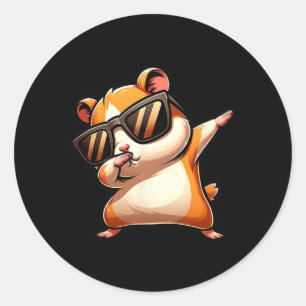 Sticker Rond Drôle Dab Animal Dancing Dabbing Hamster meme