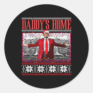 Sticker Rond Drôle Daddy's Home Trump laide pull de Noël Xm