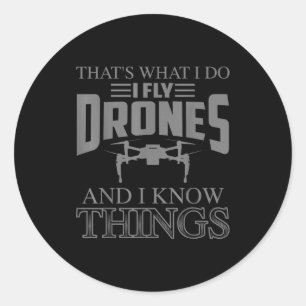 Sticker Rond Drôle d'art de drone pour hommes femmes garçons co