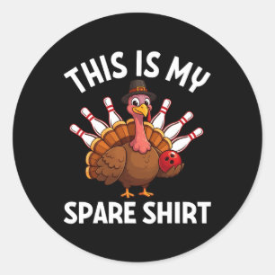 Sticker Rond Drôle de bowling de Thanksgiving garçons hommes fe