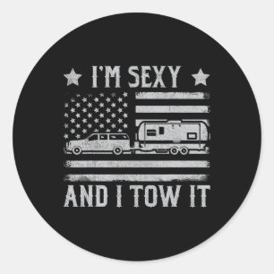 Sticker Rond Drôle de camping-car Im Y et je le remorque I'm Y