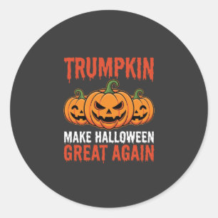 Sticker Rond Drôle de citrouille Trumpkin Halloween Parodie