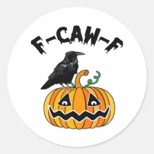 Sticker Rond Drôle de corbeau gothique humour F-Caw-F essentiel
