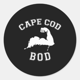 Sticker Rond Drôle de corps de Cape Cod Machusetts Fitness de p