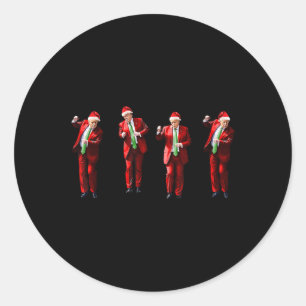 Sticker Rond Drôle de danse de Trump Père Noël Noël Xmas Pyjama