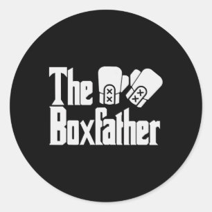 Sticker Rond Drôle de Fête des Pères La Boxe-père Boxeur Papa