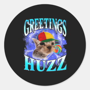 Sticker Rond Drôle de Gén Z Gén Alpha Argot Chat Mème Salutatio