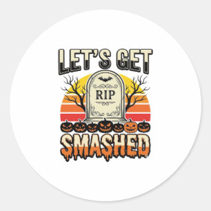Sticker Rond Drôle de Halloween Casse-gueule Cimetière Design
