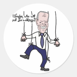 Sticker Rond Drôle de la marionnette anti-Joe Biden