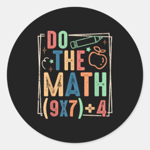 Sticker Rond Drôle de maths 67 mème six sept garçon fille ensei