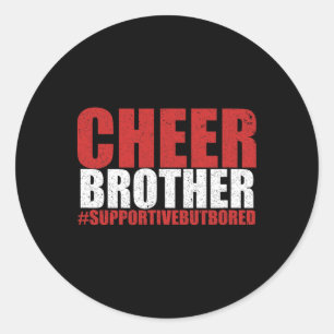 Sticker Rond Drôle de pom-pom girl frère cheer frère solidaire