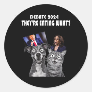 Sticker Rond Drôle Débat Élection 2024 Animaux de compagnie Chi