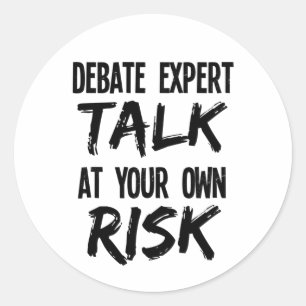 Sticker Rond Drôle débat Équipe d'experts Débat Parler à ses pr
