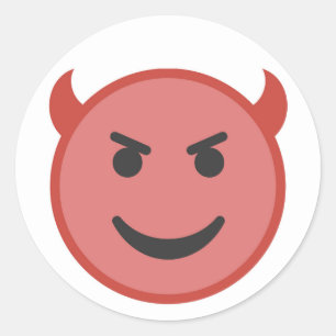 Sticker Rond Drôle Diable Emoji Smile Rouge