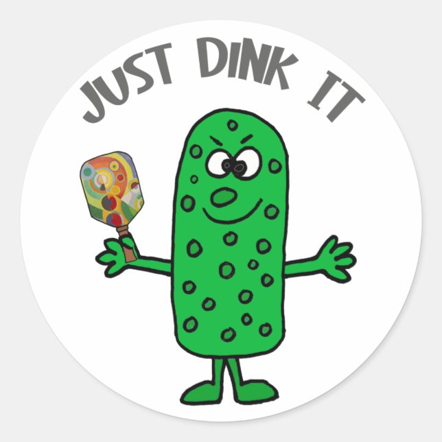 Sticker Rond Drôle Dink it Pickleball jouer Pickleball (Devant)