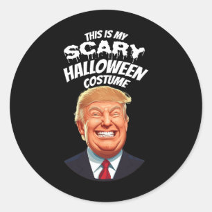 Sticker Rond Drôle Donald Trump Effrayant Halloween Gag Préside
