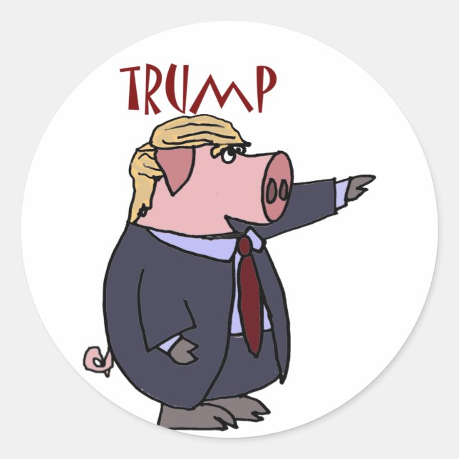 Sticker Rond Drôle Donald Trump Pig Caricature politique (Devant)